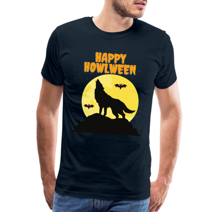 Happy Howlween, Happy Halloween, Monster, Trick Or Treat, Halloween, Spooky, Scary, Skull, Men's Premium T-Shirt - deep navy