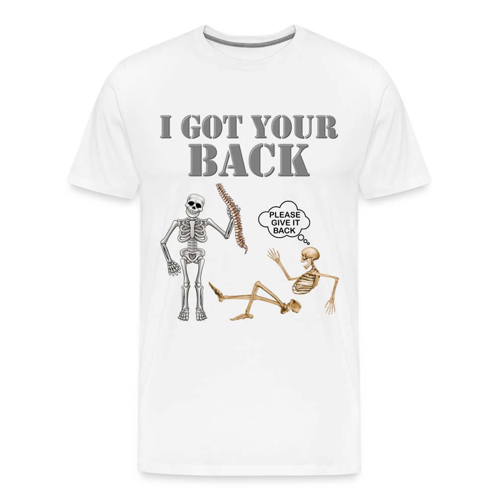 I Got Your Back Shirt, Funny Skeleton Rib Cage Tshirt, Halloween Skeleton Shirts, Mens Anti Valentines Day, Funny Pick Up Lines Men's Premium T-Shirt - white