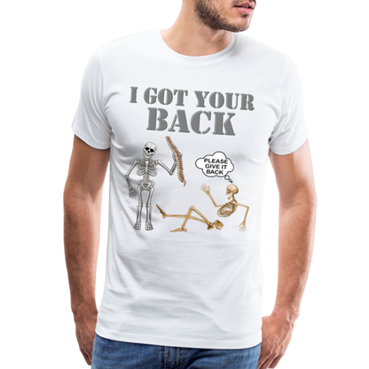 I Got Your Back Shirt, Funny Skeleton Rib Cage Tshirt, Halloween Skeleton Shirts, Mens Anti Valentines Day, Funny Pick Up Lines Men's Premium T-Shirt - white