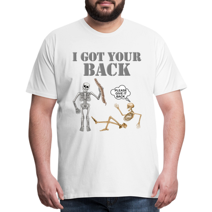 I Got Your Back Shirt, Funny Skeleton Rib Cage Tshirt, Halloween Skeleton Shirts, Mens Anti Valentines Day, Funny Pick Up Lines Men's Premium T-Shirt - white
