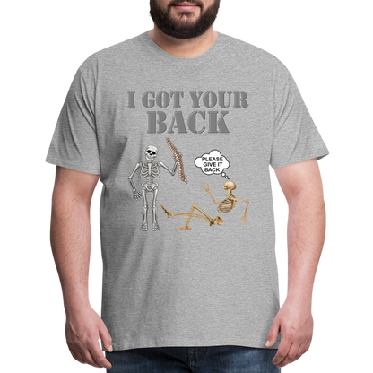 I Got Your Back Shirt, Funny Skeleton Rib Cage Tshirt, Halloween Skeleton Shirts, Mens Anti Valentines Day, Funny Pick Up Lines Men's Premium T-Shirt - heather gray