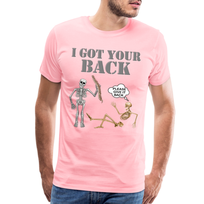 I Got Your Back Shirt, Funny Skeleton Rib Cage Tshirt, Halloween Skeleton Shirts, Mens Anti Valentines Day, Funny Pick Up Lines Men's Premium T-Shirt - pink