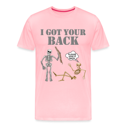 I Got Your Back Shirt, Funny Skeleton Rib Cage Tshirt, Halloween Skeleton Shirts, Mens Anti Valentines Day, Funny Pick Up Lines Men's Premium T-Shirt - pink