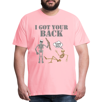 I Got Your Back Shirt, Funny Skeleton Rib Cage Tshirt, Halloween Skeleton Shirts, Mens Anti Valentines Day, Funny Pick Up Lines Men's Premium T-Shirt - pink