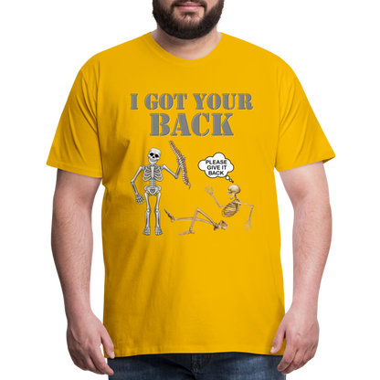 I Got Your Back Shirt, Funny Skeleton Rib Cage Tshirt, Halloween Skeleton Shirts, Mens Anti Valentines Day, Funny Pick Up Lines Men's Premium T-Shirt - sun yellow