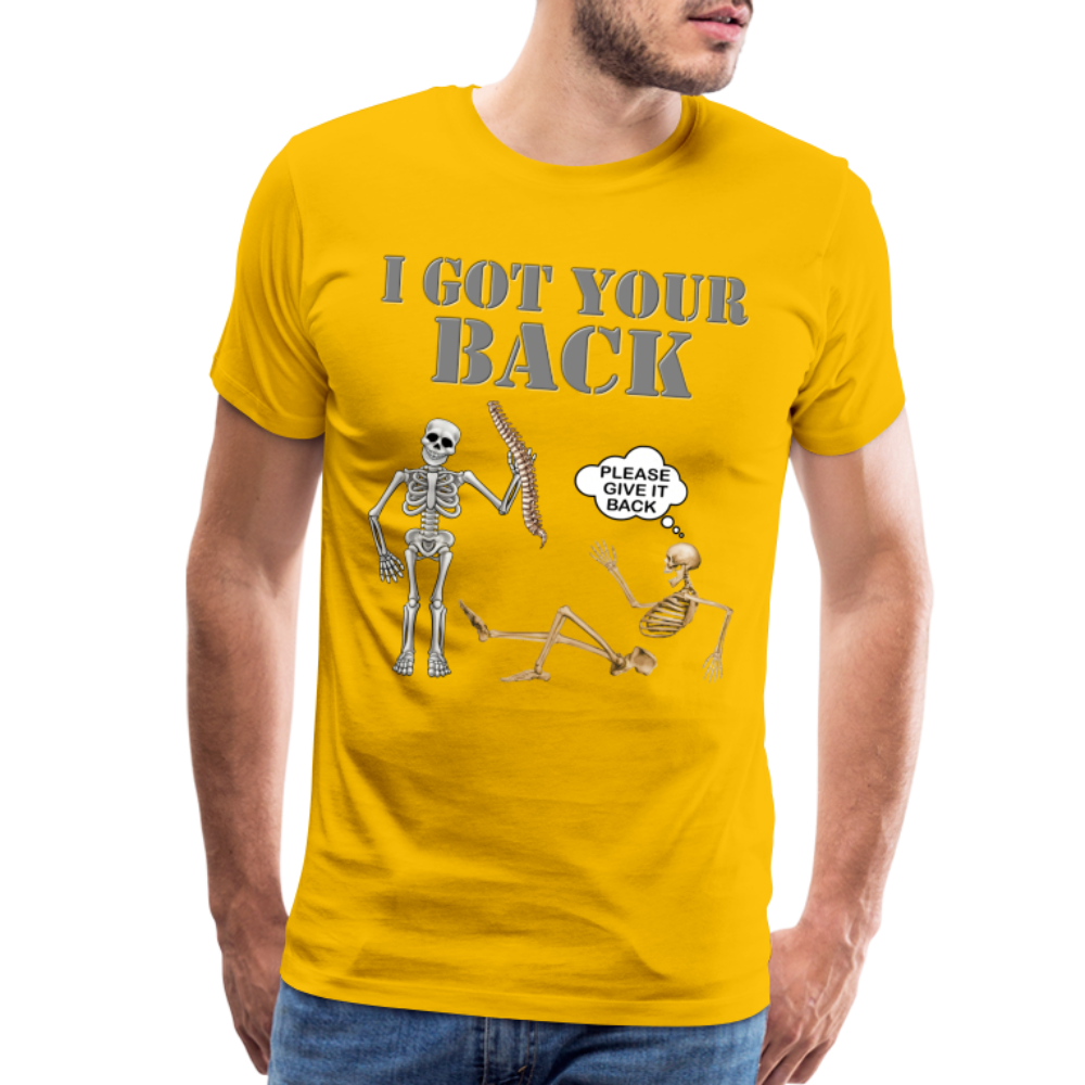 I Got Your Back Shirt, Funny Skeleton Rib Cage Tshirt, Halloween Skeleton Shirts, Mens Anti Valentines Day, Funny Pick Up Lines Men's Premium T-Shirt - sun yellow