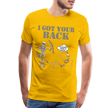 I Got Your Back Shirt, Funny Skeleton Rib Cage Tshirt, Halloween Skeleton Shirts, Mens Anti Valentines Day, Funny Pick Up Lines Men's Premium T-Shirt - sun yellow