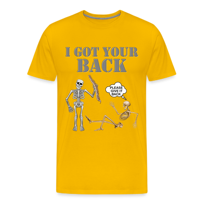 I Got Your Back Shirt, Funny Skeleton Rib Cage Tshirt, Halloween Skeleton Shirts, Mens Anti Valentines Day, Funny Pick Up Lines Men's Premium T-Shirt - sun yellow