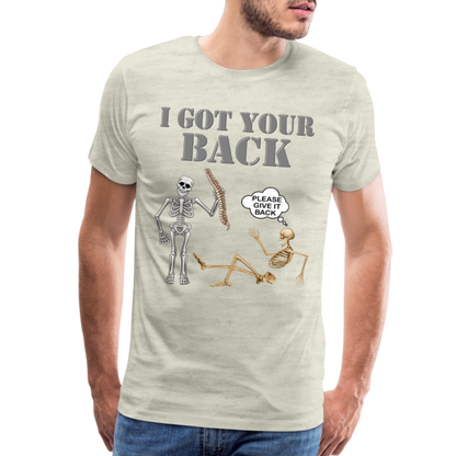 I Got Your Back Shirt, Funny Skeleton Rib Cage Tshirt, Halloween Skeleton Shirts, Mens Anti Valentines Day, Funny Pick Up Lines Men's Premium T-Shirt - heather oatmeal