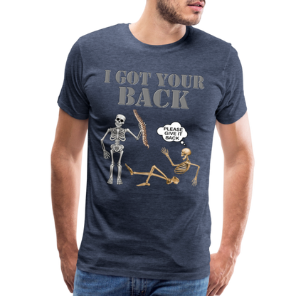 I Got Your Back Shirt, Funny Skeleton Rib Cage Tshirt, Halloween Skeleton Shirts, Mens Anti Valentines Day, Funny Pick Up Lines Men's Premium T-Shirt - heather blue