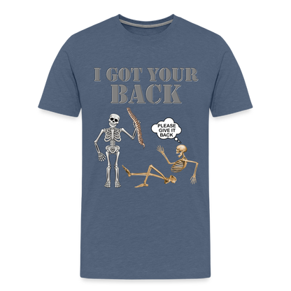 I Got Your Back Shirt, Funny Skeleton Rib Cage Tshirt, Halloween Skeleton Shirts, Mens Anti Valentines Day, Funny Pick Up Lines Men's Premium T-Shirt - heather blue