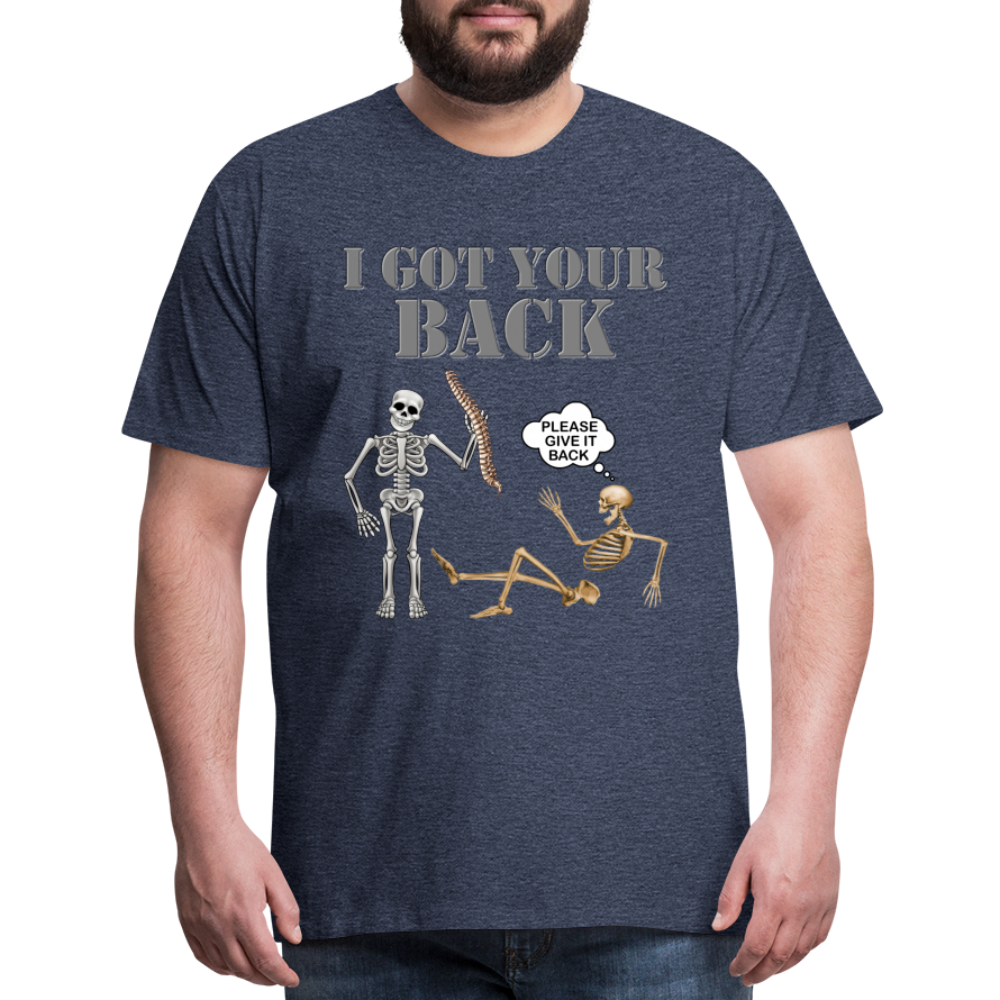 I Got Your Back Shirt, Funny Skeleton Rib Cage Tshirt, Halloween Skeleton Shirts, Mens Anti Valentines Day, Funny Pick Up Lines Men's Premium T-Shirt - heather blue