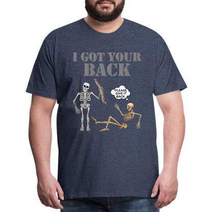 I Got Your Back Shirt, Funny Skeleton Rib Cage Tshirt, Halloween Skeleton Shirts, Mens Anti Valentines Day, Funny Pick Up Lines Men's Premium T-Shirt - heather blue