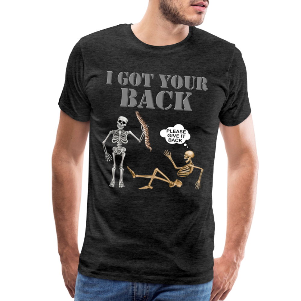 I Got Your Back Shirt, Funny Skeleton Rib Cage Tshirt, Halloween Skeleton Shirts, Mens Anti Valentines Day, Funny Pick Up Lines Men's Premium T-Shirt - charcoal grey
