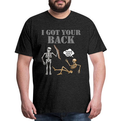 I Got Your Back Shirt, Funny Skeleton Rib Cage Tshirt, Halloween Skeleton Shirts, Mens Anti Valentines Day, Funny Pick Up Lines Men's Premium T-Shirt - charcoal grey