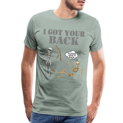 I Got Your Back Shirt, Funny Skeleton Rib Cage Tshirt, Halloween Skeleton Shirts, Mens Anti Valentines Day, Funny Pick Up Lines Men's Premium T-Shirt - steel green
