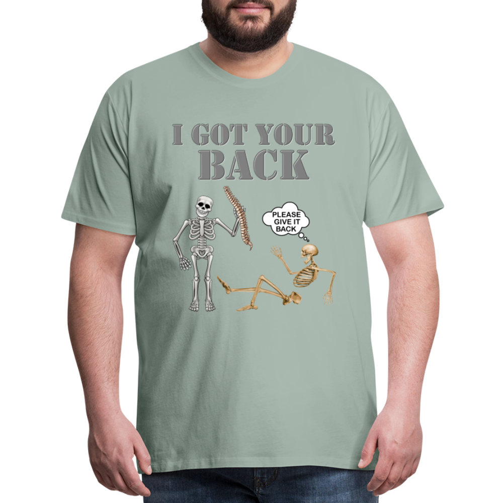 I Got Your Back Shirt, Funny Skeleton Rib Cage Tshirt, Halloween Skeleton Shirts, Mens Anti Valentines Day, Funny Pick Up Lines Men's Premium T-Shirt - steel green