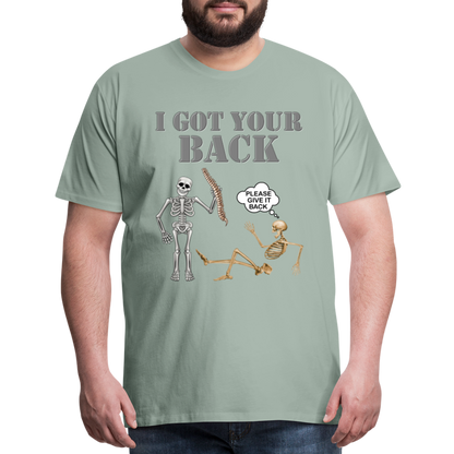 I Got Your Back Shirt, Funny Skeleton Rib Cage Tshirt, Halloween Skeleton Shirts, Mens Anti Valentines Day, Funny Pick Up Lines Men's Premium T-Shirt - steel green