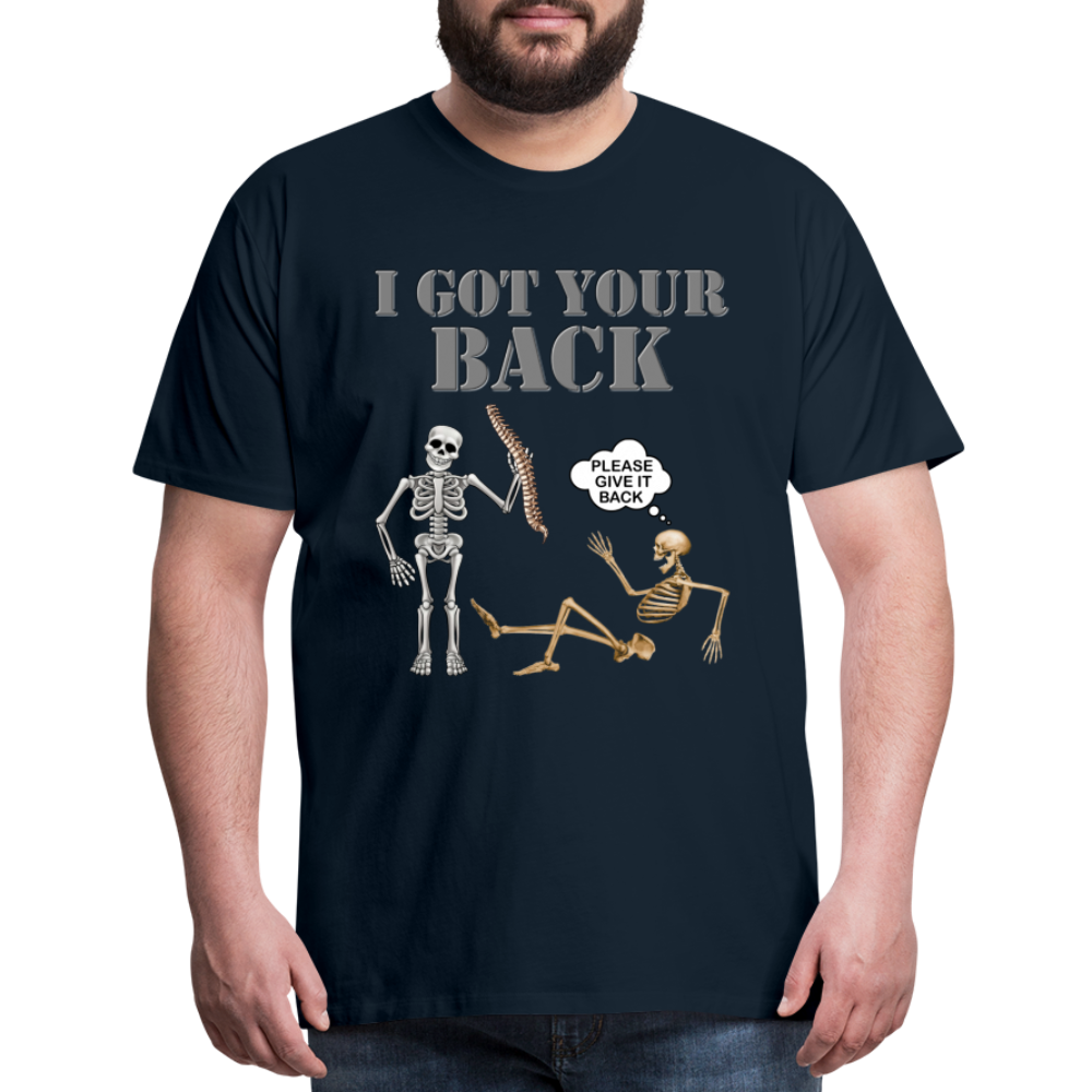 I Got Your Back Shirt, Funny Skeleton Rib Cage Tshirt, Halloween Skeleton Shirts, Mens Anti Valentines Day, Funny Pick Up Lines Men's Premium T-Shirt - deep navy