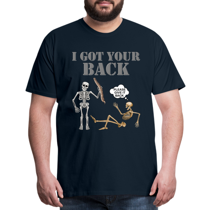 I Got Your Back Shirt, Funny Skeleton Rib Cage Tshirt, Halloween Skeleton Shirts, Mens Anti Valentines Day, Funny Pick Up Lines Men's Premium T-Shirt - deep navy