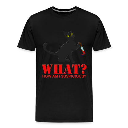 Halloween Cat Shirt, Cat What Funny Black Cat Shirt, Murderous Cat With Knife T-Shirt, Knife Murderous Cat Tee Shirt, Funny Cat Lover Shirt, Men's Premium T-Shirt - black