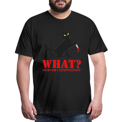 Halloween Cat Shirt, Cat What Funny Black Cat Shirt, Murderous Cat With Knife T-Shirt, Knife Murderous Cat Tee Shirt, Funny Cat Lover Shirt, Men's Premium T-Shirt - black