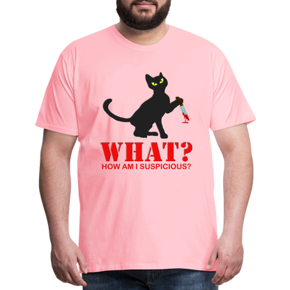 Halloween Cat Shirt, Cat What Funny Black Cat Shirt, Murderous Cat With Knife T-Shirt, Knife Murderous Cat Tee Shirt, Funny Cat Lover Shirt, Men's Premium T-Shirt - pink