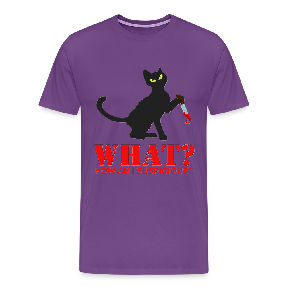 Halloween Cat Shirt, Cat What Funny Black Cat Shirt, Murderous Cat With Knife T-Shirt, Knife Murderous Cat Tee Shirt, Funny Cat Lover Shirt, Men's Premium T-Shirt - purple