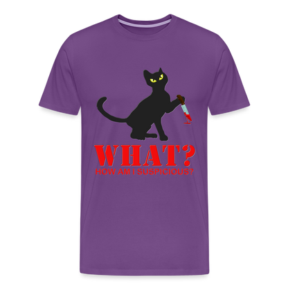 Halloween Cat Shirt, Cat What Funny Black Cat Shirt, Murderous Cat With Knife T-Shirt, Knife Murderous Cat Tee Shirt, Funny Cat Lover Shirt, Men's Premium T-Shirt - purple