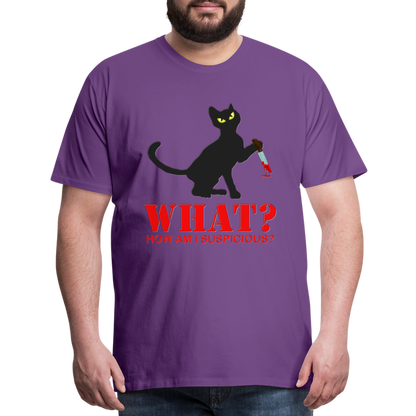 Halloween Cat Shirt, Cat What Funny Black Cat Shirt, Murderous Cat With Knife T-Shirt, Knife Murderous Cat Tee Shirt, Funny Cat Lover Shirt, Men's Premium T-Shirt - purple