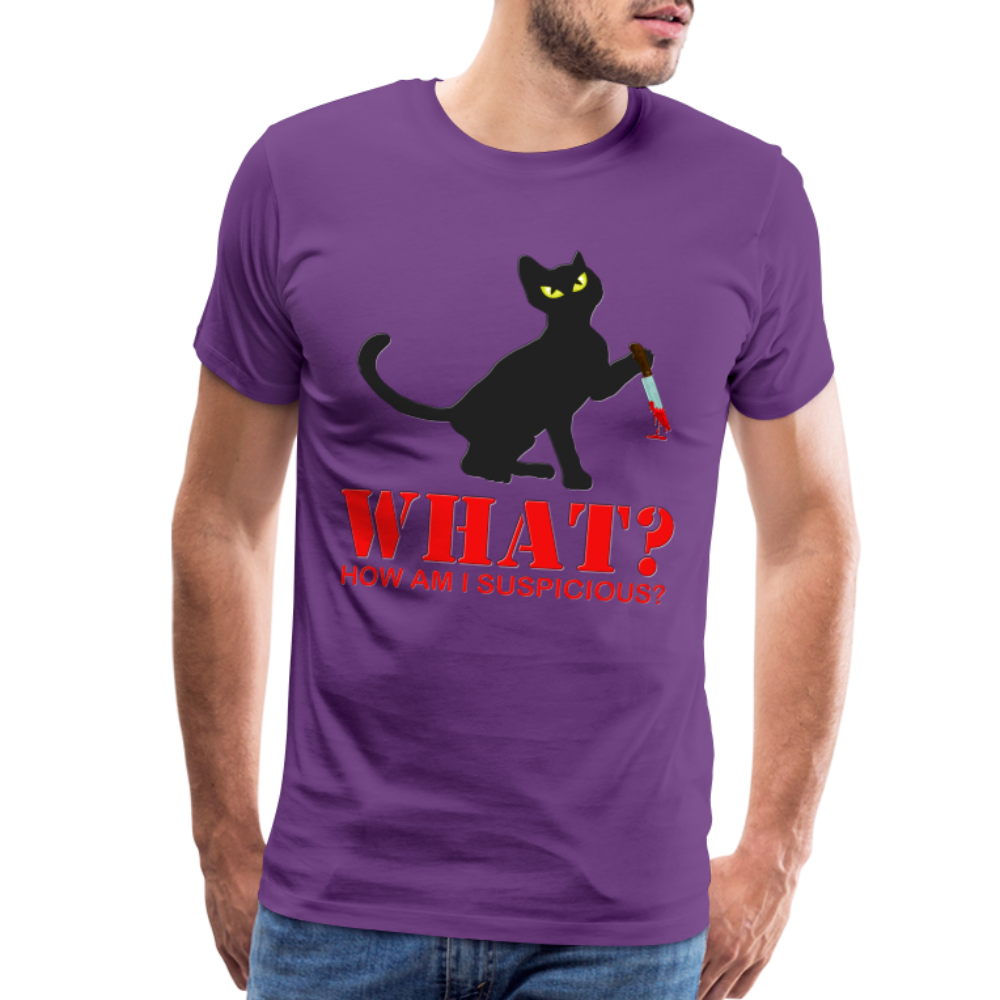 Halloween Cat Shirt, Cat What Funny Black Cat Shirt, Murderous Cat With Knife T-Shirt, Knife Murderous Cat Tee Shirt, Funny Cat Lover Shirt, Men's Premium T-Shirt - purple