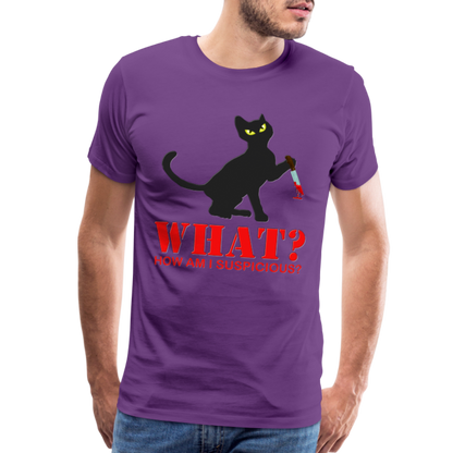 Halloween Cat Shirt, Cat What Funny Black Cat Shirt, Murderous Cat With Knife T-Shirt, Knife Murderous Cat Tee Shirt, Funny Cat Lover Shirt, Men's Premium T-Shirt - purple