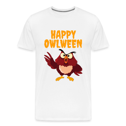 Happy Owlween, Happy Halloween, Monster, Trick Or Treat, Halloween, Spooky, Scary, Skull, halloween sweater, owl house, Men's Premium T-Shirt - white