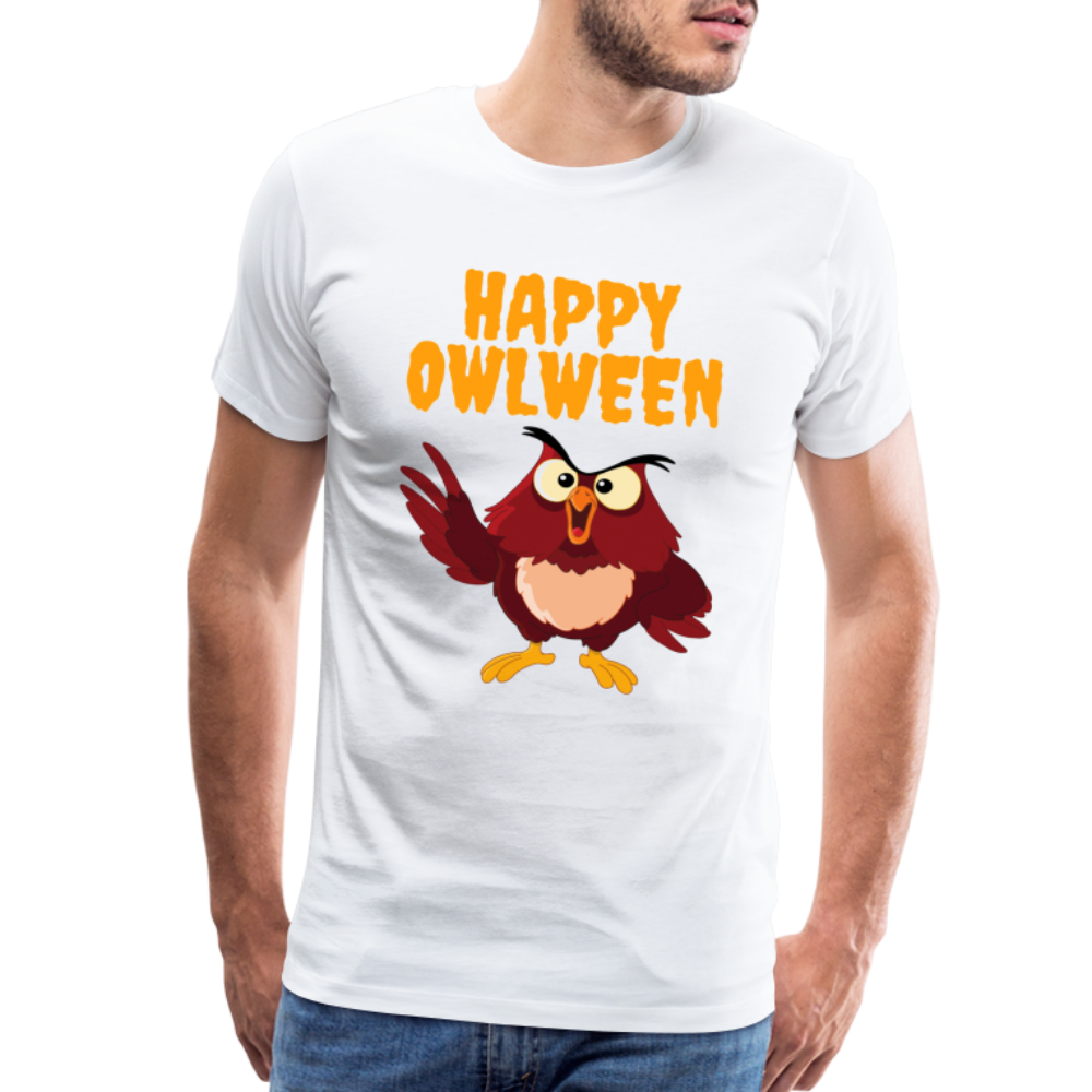Happy Owlween, Happy Halloween, Monster, Trick Or Treat, Halloween, Spooky, Scary, Skull, halloween sweater, owl house, Men's Premium T-Shirt - white