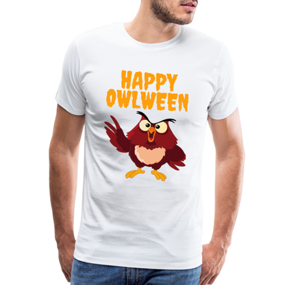 Happy Owlween, Happy Halloween, Monster, Trick Or Treat, Halloween, Spooky, Scary, Skull, halloween sweater, owl house, Men's Premium T-Shirt - white