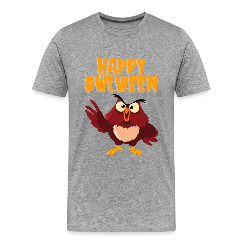 Happy Owlween, Happy Halloween, Monster, Trick Or Treat, Halloween, Spooky, Scary, Skull, halloween sweater, owl house, Men's Premium T-Shirt - heather gray