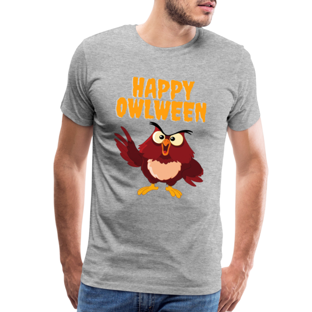 Happy Owlween, Happy Halloween, Monster, Trick Or Treat, Halloween, Spooky, Scary, Skull, halloween sweater, owl house, Men's Premium T-Shirt - heather gray