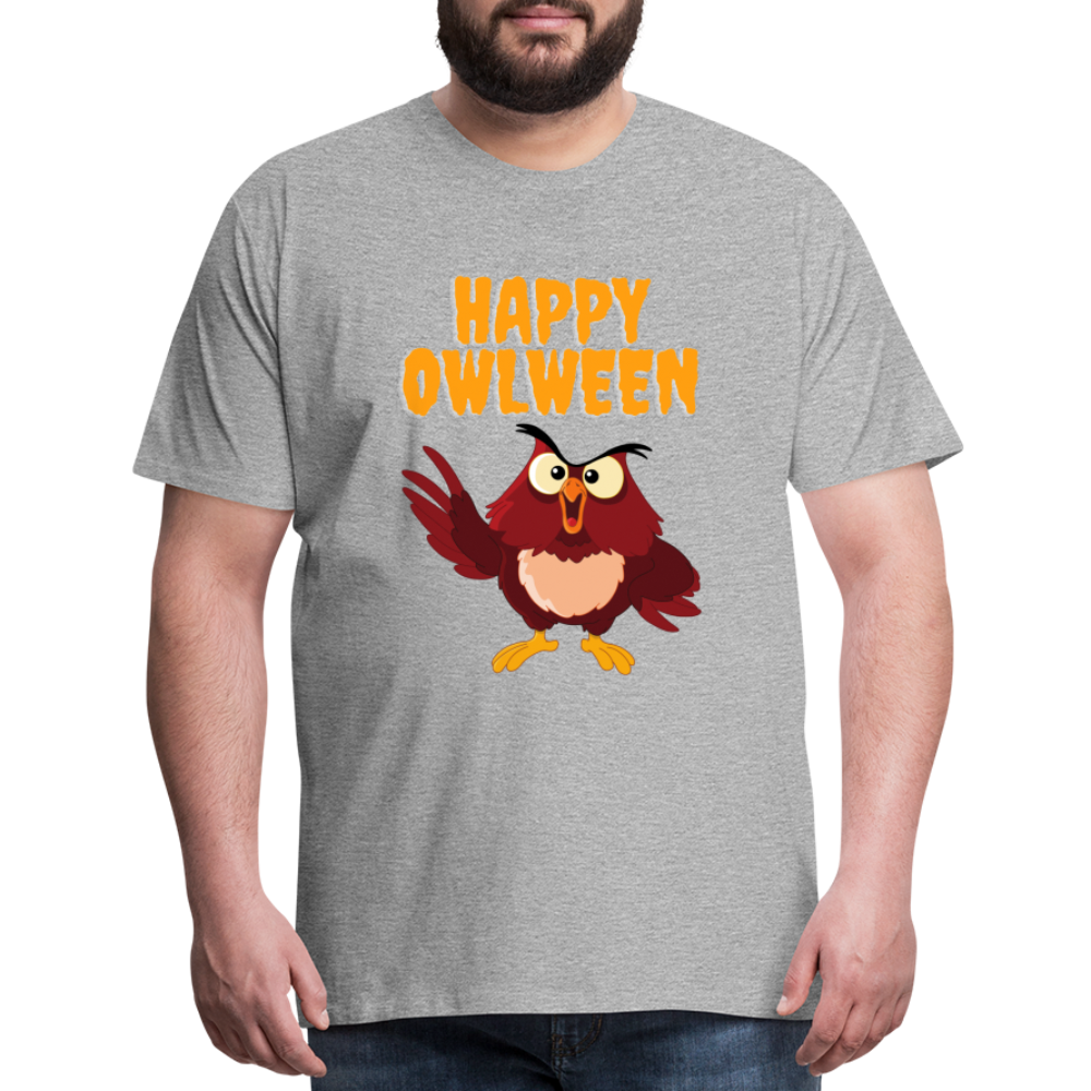 Happy Owlween, Happy Halloween, Monster, Trick Or Treat, Halloween, Spooky, Scary, Skull, halloween sweater, owl house, Men's Premium T-Shirt - heather gray