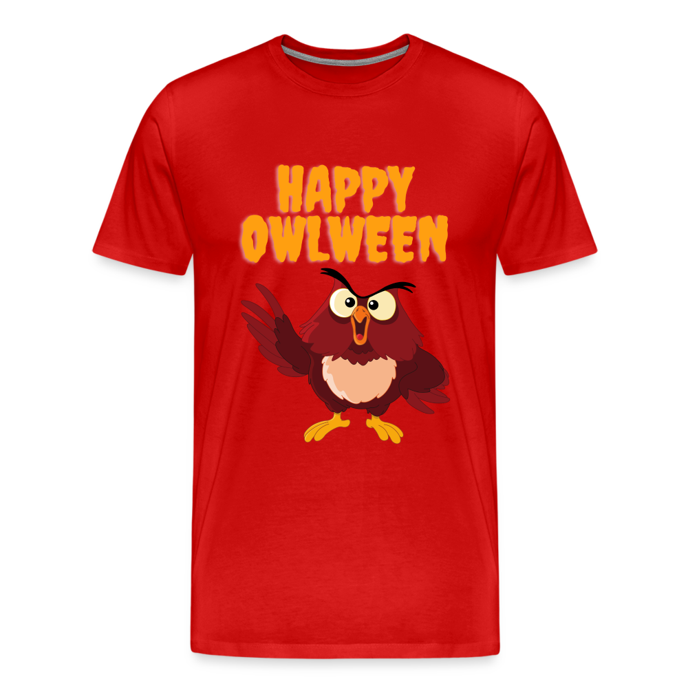 Happy Owlween, Happy Halloween, Monster, Trick Or Treat, Halloween, Spooky, Scary, Skull, halloween sweater, owl house, Men's Premium T-Shirt - red