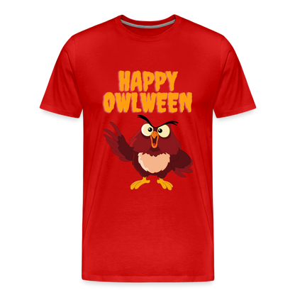 Happy Owlween, Happy Halloween, Monster, Trick Or Treat, Halloween, Spooky, Scary, Skull, halloween sweater, owl house, Men's Premium T-Shirt - red