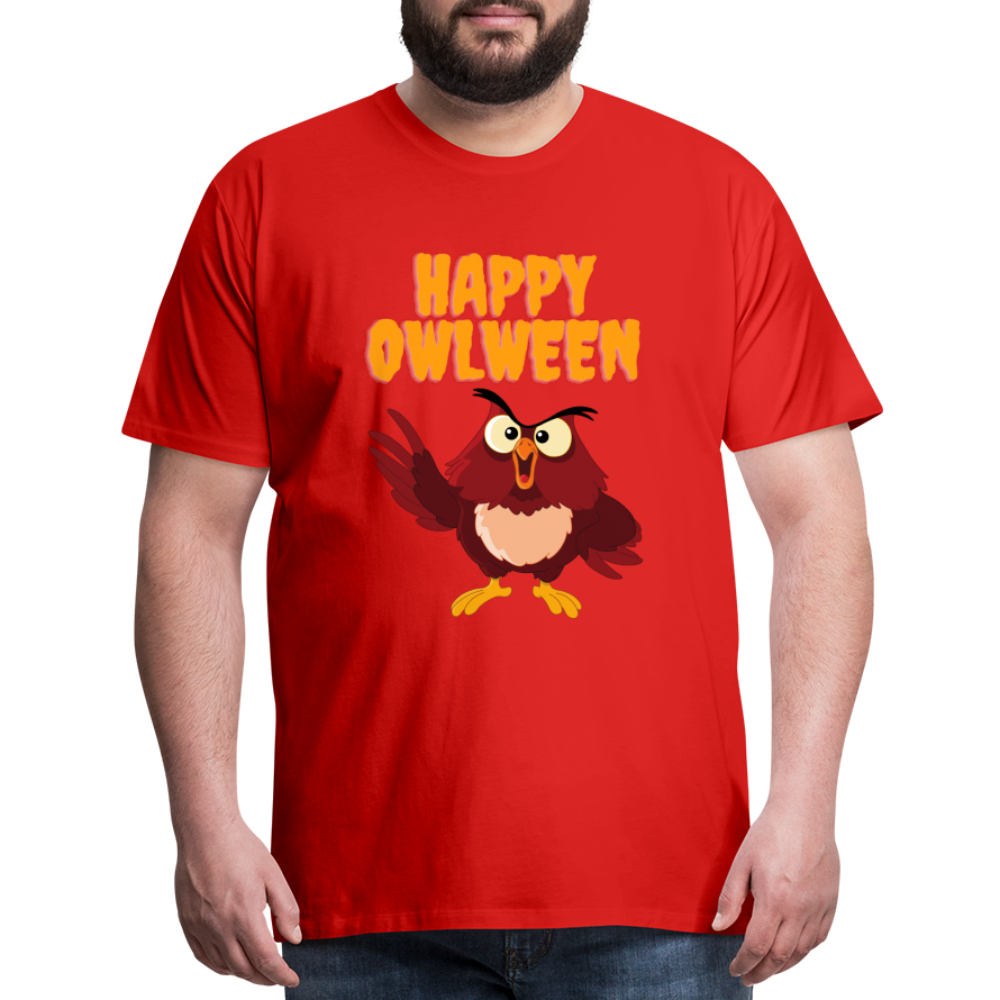 Happy Owlween, Happy Halloween, Monster, Trick Or Treat, Halloween, Spooky, Scary, Skull, halloween sweater, owl house, Men's Premium T-Shirt - red