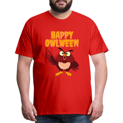 Happy Owlween, Happy Halloween, Monster, Trick Or Treat, Halloween, Spooky, Scary, Skull, halloween sweater, owl house, Men's Premium T-Shirt - red