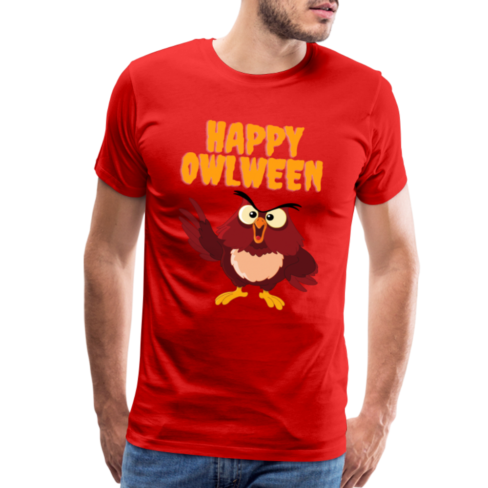 Happy Owlween, Happy Halloween, Monster, Trick Or Treat, Halloween, Spooky, Scary, Skull, halloween sweater, owl house, Men's Premium T-Shirt - red