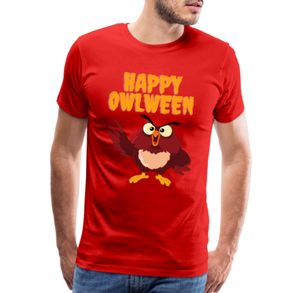 Happy Owlween, Happy Halloween, Monster, Trick Or Treat, Halloween, Spooky, Scary, Skull, halloween sweater, owl house, Men's Premium T-Shirt - red