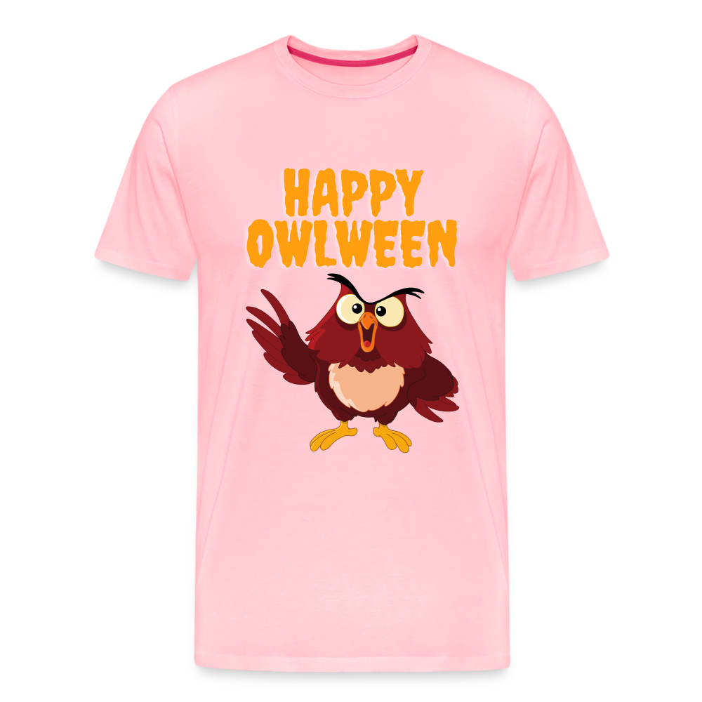 Happy Owlween, Happy Halloween, Monster, Trick Or Treat, Halloween, Spooky, Scary, Skull, halloween sweater, owl house, Men's Premium T-Shirt - pink