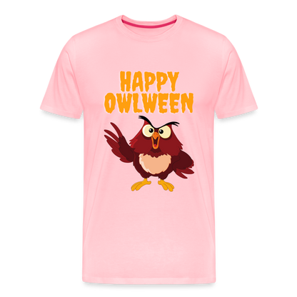 Happy Owlween, Happy Halloween, Monster, Trick Or Treat, Halloween, Spooky, Scary, Skull, halloween sweater, owl house, Men's Premium T-Shirt - pink