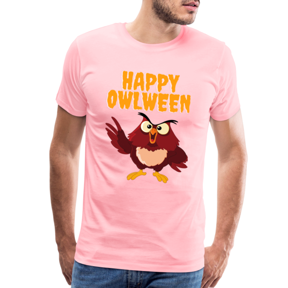 Happy Owlween, Happy Halloween, Monster, Trick Or Treat, Halloween, Spooky, Scary, Skull, halloween sweater, owl house, Men's Premium T-Shirt - pink