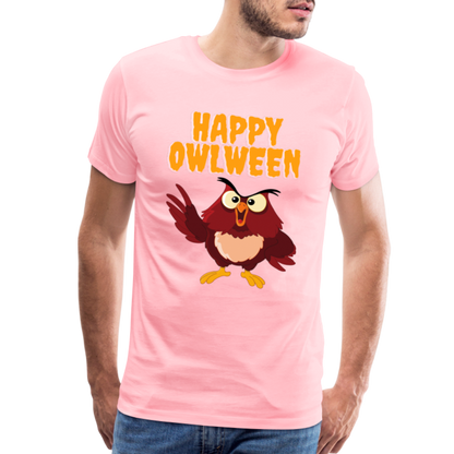 Happy Owlween, Happy Halloween, Monster, Trick Or Treat, Halloween, Spooky, Scary, Skull, halloween sweater, owl house, Men's Premium T-Shirt - pink