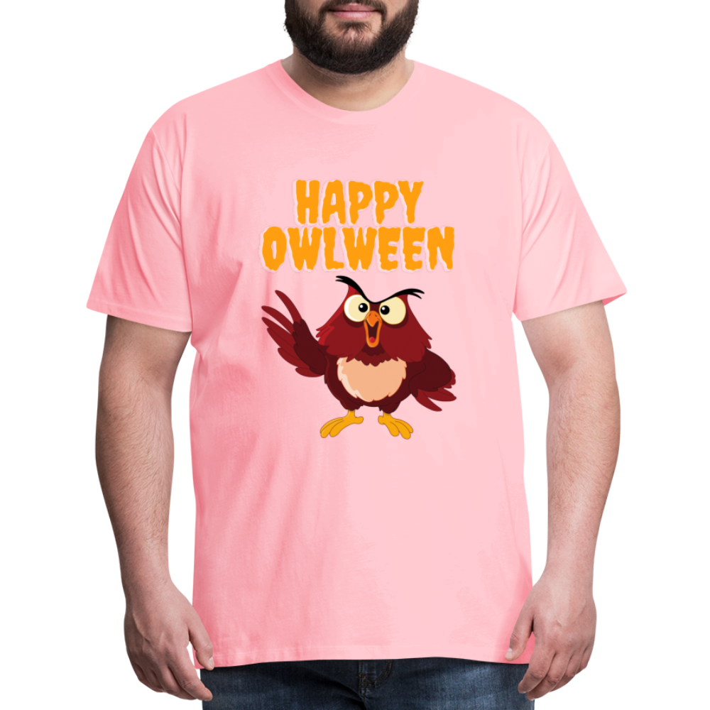 Happy Owlween, Happy Halloween, Monster, Trick Or Treat, Halloween, Spooky, Scary, Skull, halloween sweater, owl house, Men's Premium T-Shirt - pink