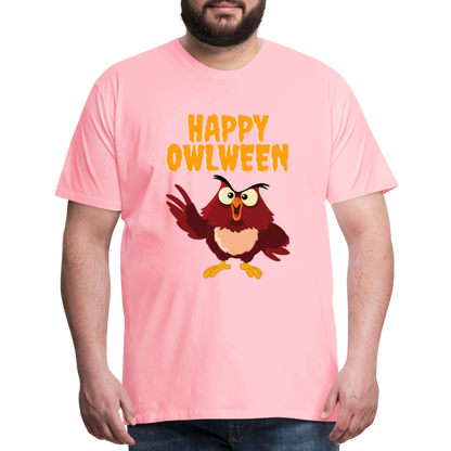 Happy Owlween, Happy Halloween, Monster, Trick Or Treat, Halloween, Spooky, Scary, Skull, halloween sweater, owl house, Men's Premium T-Shirt - pink